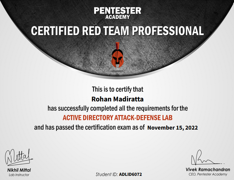 CRTP Certificate