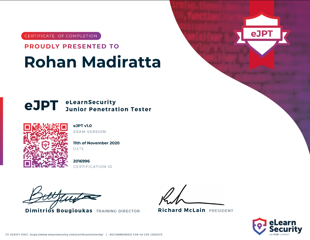 eJPT Certificate