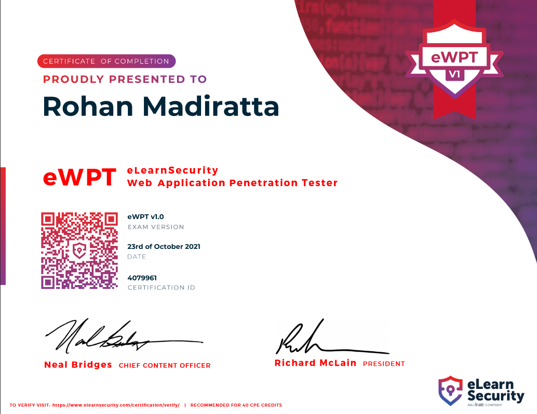 eWPT Certificate